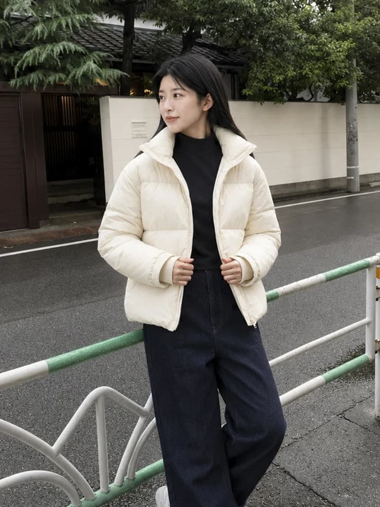 Winter Puff Fluffy Hooded Drawstring Down Jacket Women White Duck Down Solid Parker Outwears Female Thick Warm Bread Down Jacket