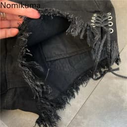 Bandage Tassel Jean Shorts Women's Clothing Streetwear Fashion Pantalones Cortos De Mujer High Waist Summer Y2k Wide Leg Pants