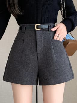 Duomofu Stylish Women's Casual Solid High Waist Wide Leg Shorts with Pocket Loose Woolen Suit Shorts Business Boot Shorts S-XL