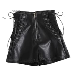 Autumn Women PU Shorts Tie High Waist Shorts Female Casual Black Shorts Ladies All Match Wide leg Shorts Short Pants