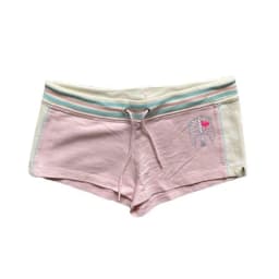 Y2K Pastel Pink Sweat Shorts Women Rainbow Striped Waistband Drawstring Hot Pants Skeleton Ribcage Heart Print Mesh Panel Mini