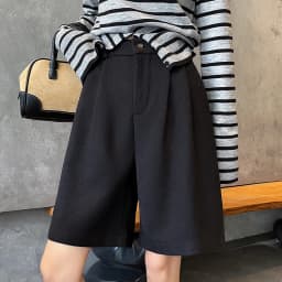 Vintage Autumn Winter Woolen Bermuda Shorts Women Elastic High Waist Loose Casual Grey Shorts Female 2025 New Pocket Shorts