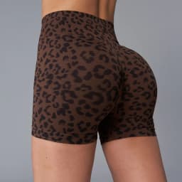 Women's High Waist Leopard Shorts Yoga Tights Casual Seamless Sporty Fitness Short Leggings Female Cycling Running Gym Shorts