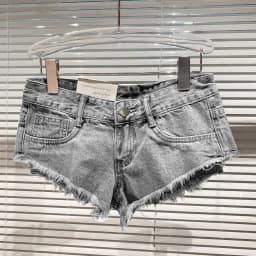 Y2k Spice Girl Retro Fringed Rough-edged Denim Super Shorts Women's Summer Sexy Ripped Low-rise Hot Pants Booty Shorts