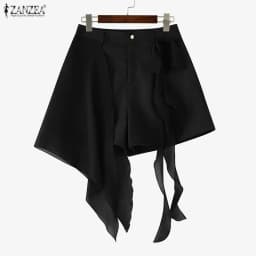 ZANZEA Fashion Women Shorts Summer Loose Solid Color Mesh Patchwork Shorts Casual Short Trousers OL Work Party Streetwear