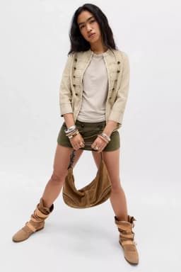 American Y2K retro button military green skirt Harajuku women's washed denim tight low-waist fashion skirt