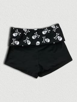 Grunge Aesthetic Skull Print Shorts Women's Black Low Waist Slim Fit Sexy Booty Shorts