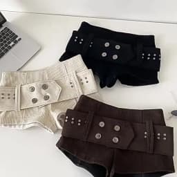 Retro corduroy casual shorts women spring New style rivet decorations Cute cool and bold girl's outerwear Slimming hot pants Y2K