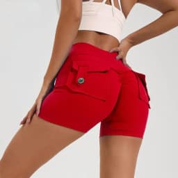 High Waist Peach Hip Seamless Fitness with Pockets Women's Tight Sports Running Training Dance Hip Women's Gym Shorts 🩳👍️