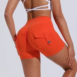 High Waist Peach Hip Seamless Fitness with Pockets Women's Tight Sports Running Training Dance Hip Women's Gym Shorts 🩳👍️