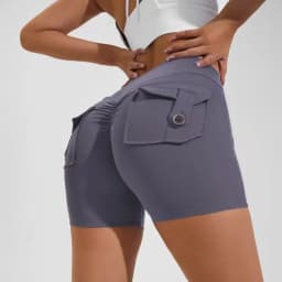 High Waist Peach Hip Seamless Fitness with Pockets Women's Tight Sports Running Training Dance Hip Women's Gym Shorts 🩳👍️