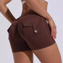 High Waist Peach Hip Seamless Fitness with Pockets Women's Tight Sports Running Training Dance Hip Women's Gym Shorts 🩳👍️
