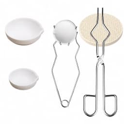 TOKTOS 6PCS Jewelry Melting Kit Ceramic Crucibles Melting Bowls Tongs Soldering Board for Gold Silver Casting Jewelry Making
