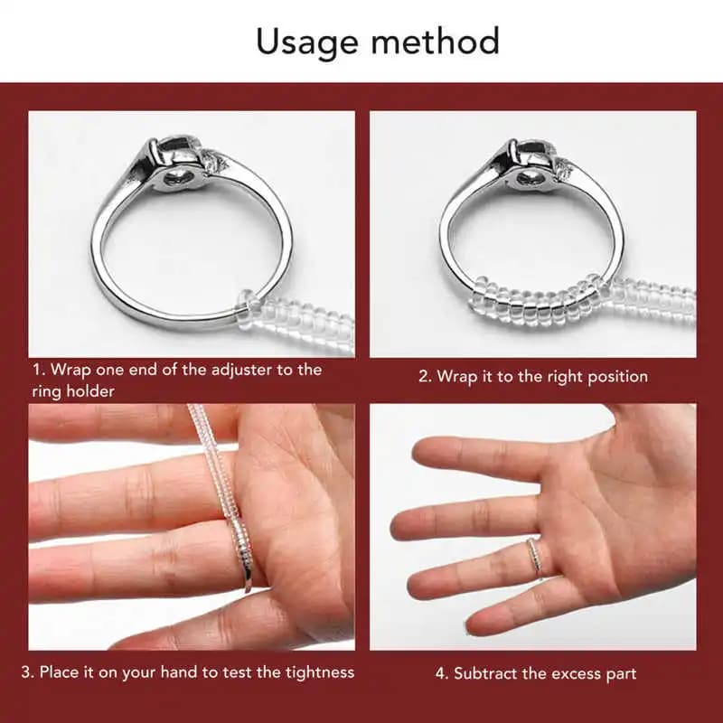 3mm/4mm/5mm Ring Adjuster for Loose Rings Silicone Spring Telephone Coil Transparent Winding Invisible Tool Flat/Round