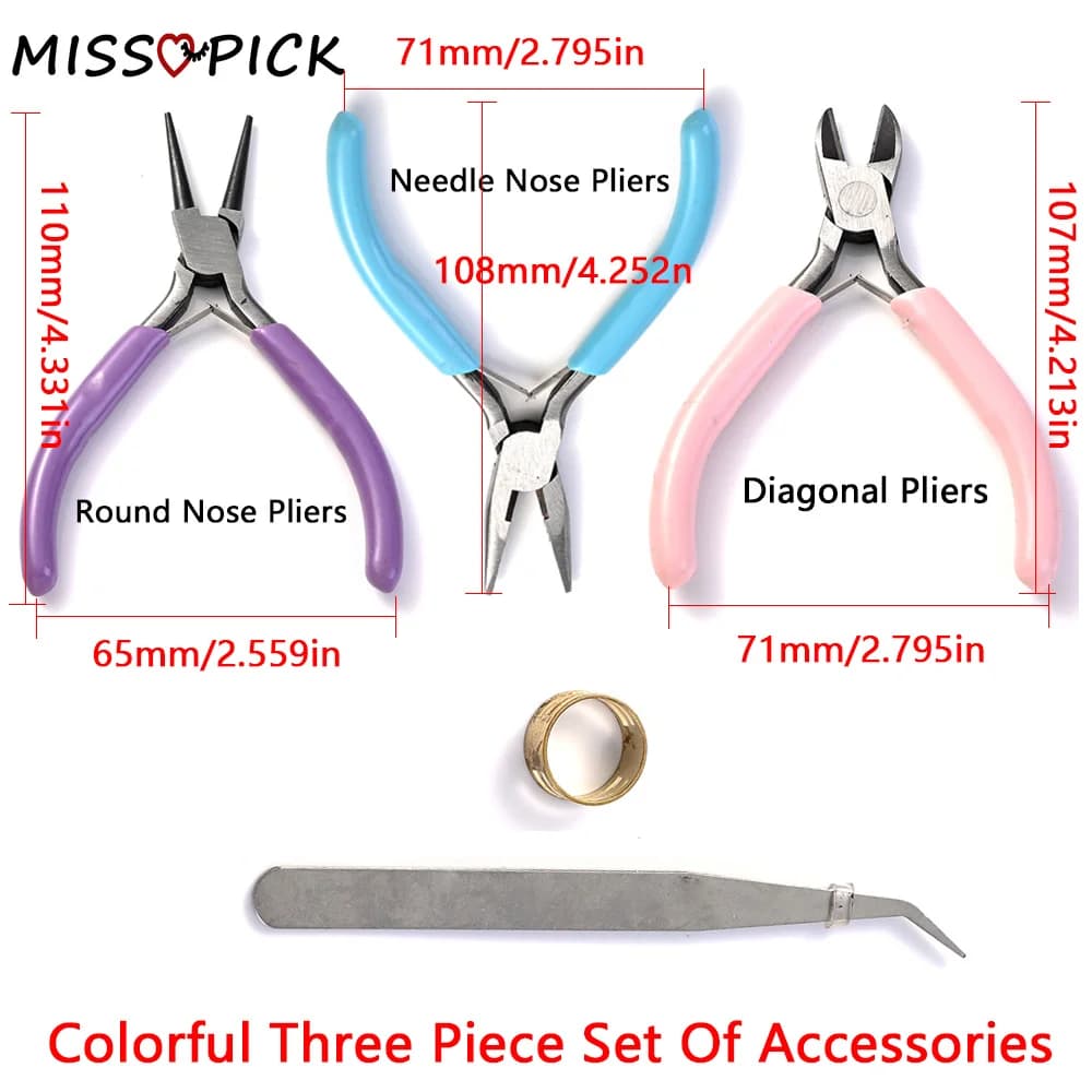 Jewelry Making Tool Kit Pliers Tweezers Jump Ring Opener for DIY Bracelet Necklace Keychains Handcraft Repair Craft Supplies