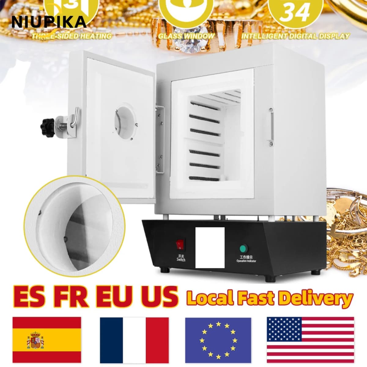 Industrial & Household Jewelry Casting Machine 1150℃ Oven Incubator Furnace With Visualization Window Burnout Equipment 1500W