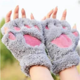 Cute Cat Claw Gloves Women Thermal Half Finger Kawaii Lady Velvet Thick Winter Cartoon Halter String Student Gloves