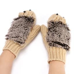 Women Ski Cartoon Hedgehog Fingers Gloves Thicken Winter Hand Warmer Knit Wrist Mittens Student Cute Girl Birthday Present