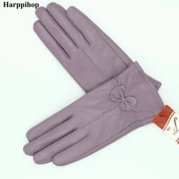 2025 women's genuine leather gloves red sheepskin gloves autumn and winter fashion female windproof gloves