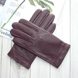 High-end new products fashion men's sheepskin gloves touch screen mesh breathable thin silk riding leather gloves autumn