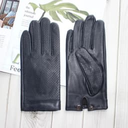 High-end new products fashion men's sheepskin gloves touch screen mesh breathable thin silk riding leather gloves autumn