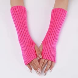 30CM Long Striped Gloves Womens Autumn Winter Yarn Sleeves Work Gloves Warm Exposed Finger Fake Sleeves Knitted Fingerless Glove