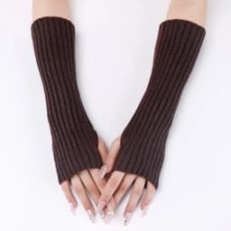 30CM Long Striped Gloves Womens Autumn Winter Yarn Sleeves Work Gloves Warm Exposed Finger Fake Sleeves Knitted Fingerless Glove