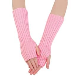 30CM Long Striped Gloves Womens Autumn Winter Yarn Sleeves Work Gloves Warm Exposed Finger Fake Sleeves Knitted Fingerless Glove