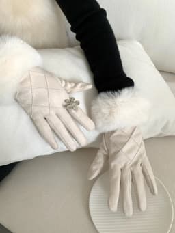 Faux Fur Lined Gloves For Women Winter Touch Screen Glove With Thickened Fleece And Warm Fingertip