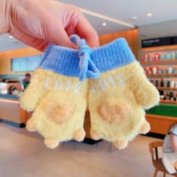 Baby Winter Mittens Soft Plush Color Block Toddler Gloves Anti‑lost Lanyard 3D Heart Decor Elastic Rib Cuff Windproof Warm 2026