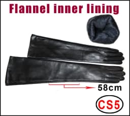 Women's Sheepskin Gloves Long Section Autumn and Winter Warm Female Leather Gloves Mid-length Touch screen plus velvet Authentic