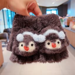 Cute Cartoon Animal Plush Flip Gloves Faux Mink Fur Convertible Half Finger Mittens Soft Warm Winter Gloves For Girls Boy Daily