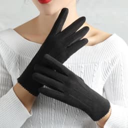 Women Winter Keep Warm Touch Screen Thin Fleece Fashion Elegant Solid Outdoor Drive Cycling Windproof Not Bloated Mittens Gloves
