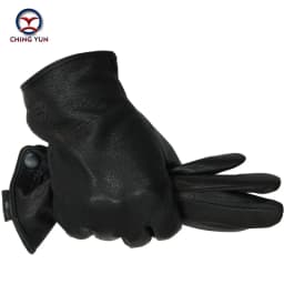 Winter Man Deer Skin Leather Gloves Male Warm Soft Men's Arm Sleeve Black Men Mittens Imitate Rabbit Fur 70% Wool Lining-04