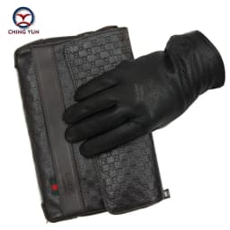 Winter Man Deer Skin Leather Gloves Male Warm Soft Men's Arm Sleeve Black Men Mittens Imitate Rabbit Fur 70% Wool Lining-04