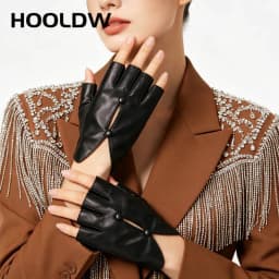 Women Sexy Half Finger Leather Gloves Outdoor Cycling Fingerless Gloves Dancing Pole Dance Performance Party Show Gloves Mittens