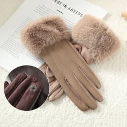 Temperament Women Winter Imitation of Mink Fur Suede Leather Gloves Keep Warm Touch Screen Thickened Add Velvet Fashion Elegant