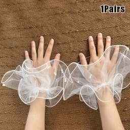 1Pair Manicure Photo Lace Decorative Cuff Double-layer Mesh Horn Sleeve Nail Showing Posing Sleeve DIY Shooting Background Prop