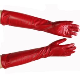 Bickmods Women's New Long Color Leather Gloves Fashionable Straight Style Velvet Lining To Keep Warm In Winter