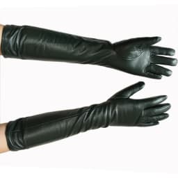 Bickmods Women's New Long Color Leather Gloves Fashionable Straight Style Velvet Lining To Keep Warm In Winter