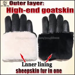 Deerskin Goatskin Gloves Men's and Women's Thick Wool Real Fur Touch Screen Natural Leather Winter Windproof Warm Fur Gloves