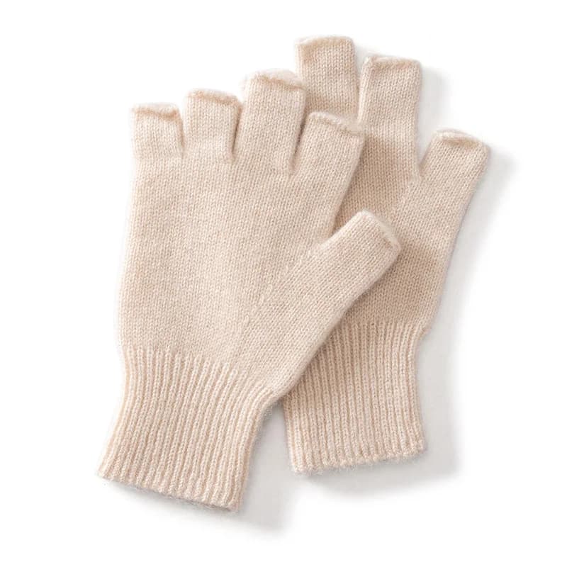 High Quality 100% Pure Cashmere Half Finger Gloves Women Soft Warm With Fourchettes Knitted Gloves For Driving Outdoor Sports