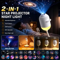 2-in-1 Night Light And Star Projector USB Starry Sky Projector Lamp with Clear Image Adjustable Brightness Touch Control Lamp