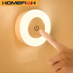 HOMEFISH LED Touch Sensor Night Light USB Rechargeable Magnetic Wall Light Portable Round Lamp for Bedroom Aisle Room