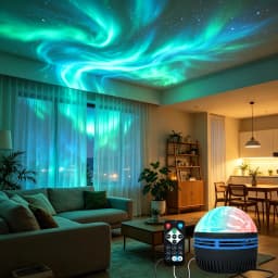 LED Northern Lights Projector Light 7 Modes Starry Sky Night Light with Remote USB Plug-in Auto Rotate for Bedroom Ceiling Party