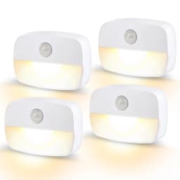 Stick on PIR Motion Sensor LED Night Light Battery Operated Nightlight for Bathroom Hallway Stairs Closet Cabinet Bedroom Decor