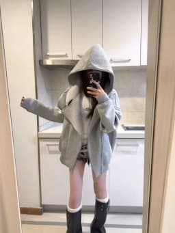 American Style Double Zipper Hooded Open Cardigan Women's Loose Casual Versatile High-End Feeling Top for Autumn Winter