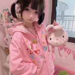 Sweet Pink Hooded Open Cardigan Short Jacket Reissue Home Cute Girl Spring Autumn New Style Korean Style Long Sleeve Zipper
