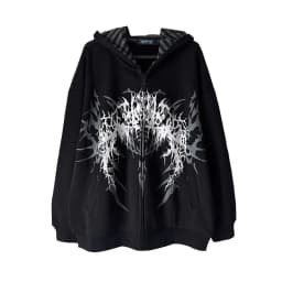 Japanese Hoodies Harajuku Print Zipper Y2k Tops Hooded Loose Sweatshirts Women's Clothing Fashion Casual Punk Hoodie Jackets