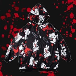 American Yami Kawaii Loose Hooded Coat High Street Y2K Hoodie Women's Cartoon Printed Bear Long Sleeve Coat Subculture Graffiti